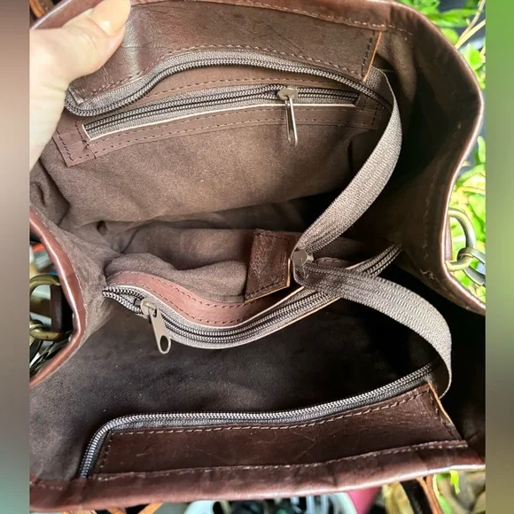 Woven Leather Tote Bag - Brown - Picture 8 of 10